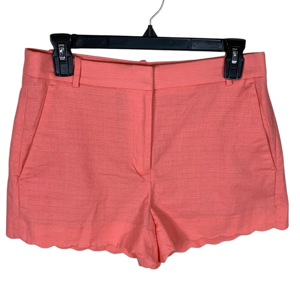 J. Crew Coral Flat Front Scallop Hem Shorts Size 4 Preppy Summer Beachy